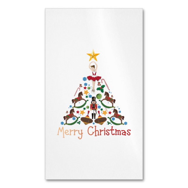 Cartão De Visitas Magnético Natais vintages de cavalo (Frente Vertical)