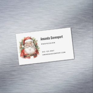 Cartão De Visitas Magnético Natais vintages que Santa Claus sorri