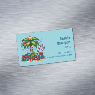 Cartão De Visitas Magnético Natal Tropical Feriado Palmeira