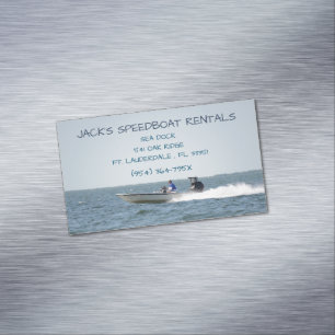 Cartão De Visitas Magnético Navio veloz no barco alugado ao mar aberto