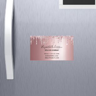Cartão De Visitas Magnético Negócios elegantes metálicos brilhantes cor-de-ros