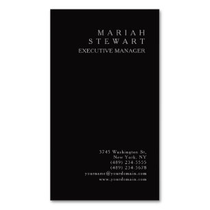 Cartão De Visitas Magnético Noite Preto Minimalista Elegante Moderno Simples