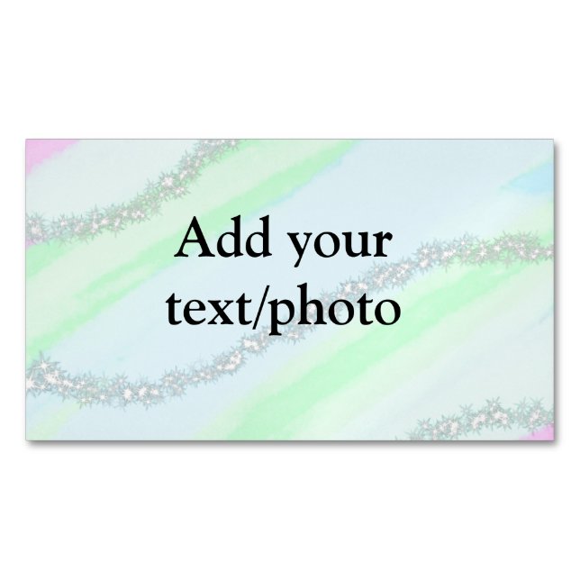 Cartão De Visitas Magnético Nome de adição do pastel cintilante verde-rosa azu (Frente)