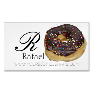 Cartão De Visitas Magnético Nome Elegante de Rosquinha de Padaria Monograma Ne