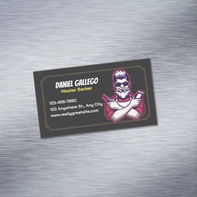 Cartão De Visitas Magnético O Barbeiro Corte Clássico (Posição Original)