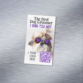 Cartão De Visitas Magnético O melhor grupo de cães Shih Tzu Not Logo QR code