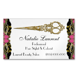 Cartão De Visitas Magnético O profissional elegante Scissor barroco francês