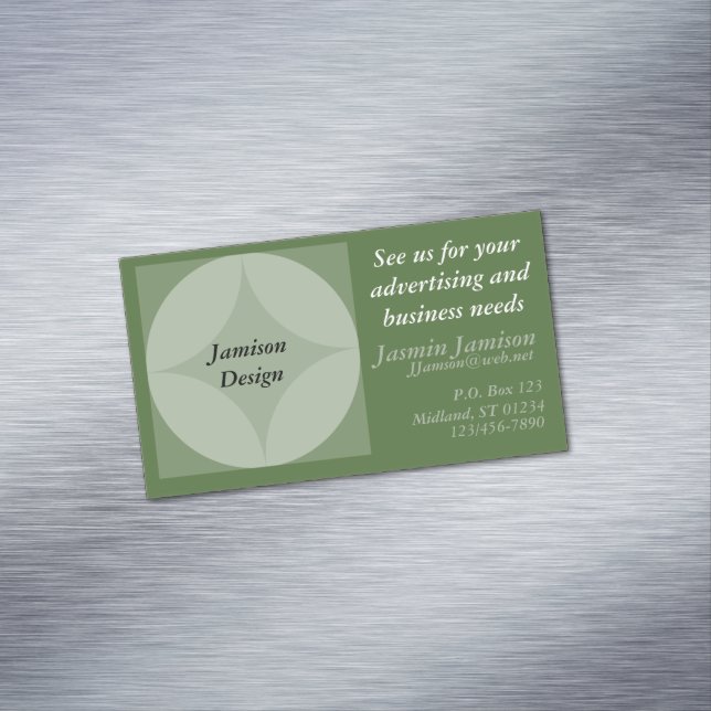 Cartão De Visitas Magnético Ônibus. Placa (mag) - Círculos e Gráfico Diamante (Posição Original)