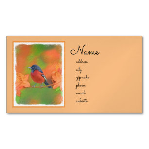 Cartão De Visitas Magnético Orchard Oriole Songbird Pintura Original