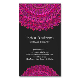 Cartão De Visitas Magnético Ornamento floral cor-de-rosa da mandala