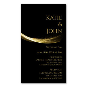 Cartão De Visitas Magnético Ouro Elegance-Wedding Salve nossa Data
