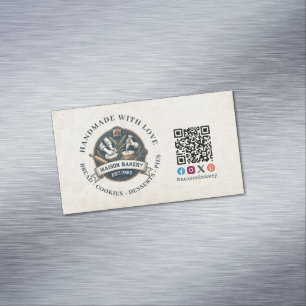 Cartão De Visitas Magnético Padaria Rústica Loja de Bolo Doce Sobremesa Confei