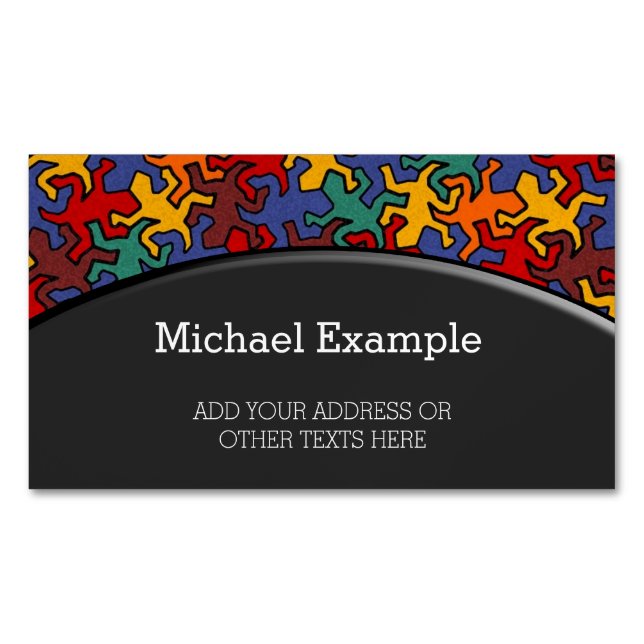 Cartão De Visitas Magnético Padrão de Geckos Mosaicos - Cor da Terra (Frente)