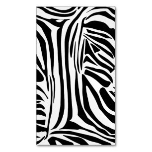 Cartão De Visitas Magnético Padrão de impressão de zebra preto e branco em neg