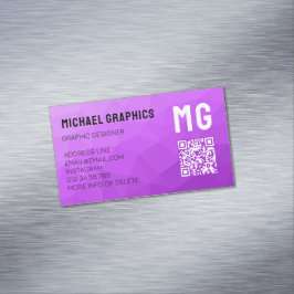 Cartão De Visitas Magnético Padrão geométrico de malha com gradiente roxo Códi