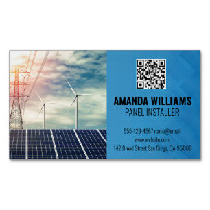 Cartão De Visitas Magnético Painéis Solares Logotipo Tech Energia