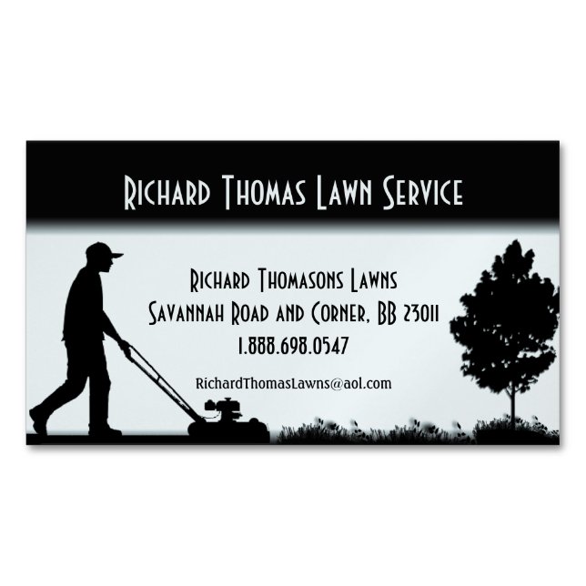 Cartão De Visitas Magnético Paisagem do Serviço Lâmpada Azul (Frente)