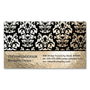 Cartão De Visitas Magnético Papel Alumínio e Padrão Damask
