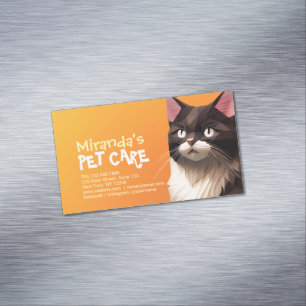 Cartão De Visitas Magnético Papel Cat Cortado Arte Pet Care Comida Compro Clín