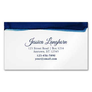 Cartão De Visitas Magnético Papelaria Personalizada de Aquarela Azul-Marinho E