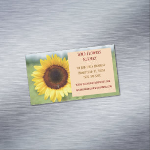 Cartão De Visitas Magnético Peach Gardener Landscaper Florist Sunflower