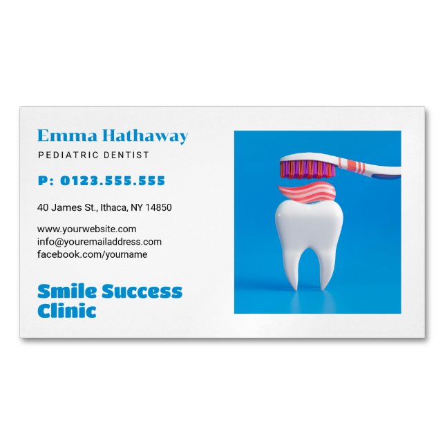 Cartão De Visitas Magnético Pediatric Dentist | Dental Practice Business Card (Frente)