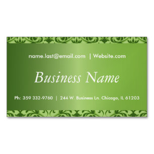 Cartão De Visitas Magnético Peridot Green Damask Elegante
