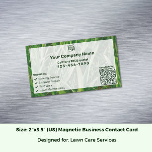 Cartão De Visitas Magnético Personalizar o CTA QR Code Green White Care