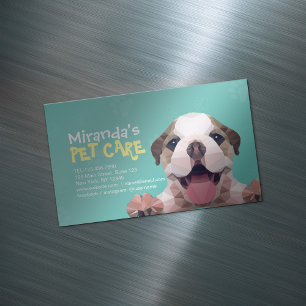 Cartão De Visitas Magnético Pet Care de Cachorro Baixo Salão de Comida
