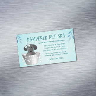 Cartão De Visitas Magnético Pet In Wash Pail Groomer