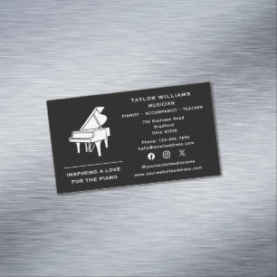 Cartão De Visitas Magnético Pianista Professor de Piano Acompanhante Mídias So