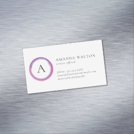 Cartão De Visitas Magnético Pink and Purple Monogram Modern