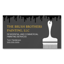 Cartão De Visitas Magnético Pintor de Casa Profissional Amarelo Preto