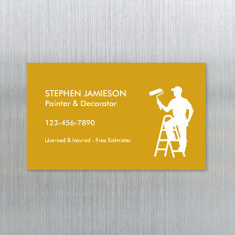 Cartão De Visitas Magnético Pintor & Decorador Serviços de Pintura Amarelo Bra