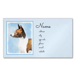 Cartão De Visitas Magnético Pintura Basenji - Arte Original Custa