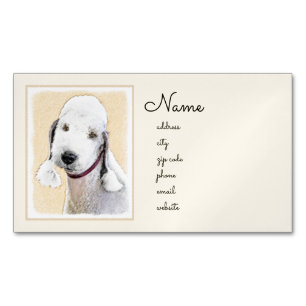 Cartão De Visitas Magnético Pintura de Bedlington Terrier - Arte de Cachorro O