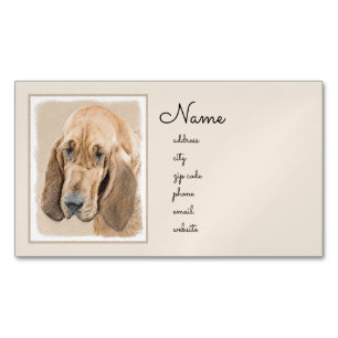 Cartão De Visitas Magnético Pintura de Bloodhound - Arte de Cão Original Boni