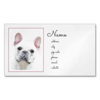 Cartão De Visitas Magnético Pintura de Bulldog Francês (Creme/Branco) - Arte C
