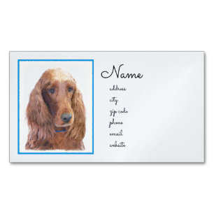 Cartão De Visitas Magnético Pintura de Cachorro Irlandês - Arte de Cachorro O