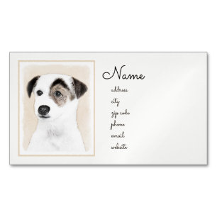 Cartão De Visitas Magnético Pintura de Jack Russell Terrier do Parson - arte