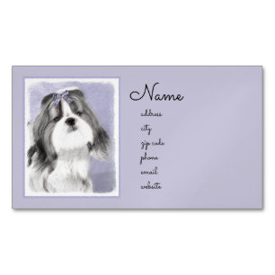 Cartão De Visitas Magnético Pintura de Shih Tzu - arte original bonito do cão