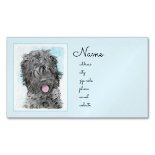 Cartão De Visitas Magnético Pintura de Terrier russo preto - Cachorro original
