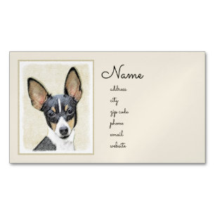 Cartão De Visitas Magnético Pintura de Toy Fox Terrier - Arte de Cachorro Orig