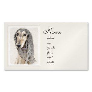 Cartão De Visitas Magnético Pintura em Saluki (Fawn) - Arte de Cachorro Origin