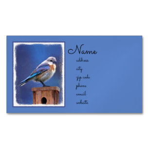 Cartão De Visitas Magnético Pintura (fêmea) do Bluebird - arte original do