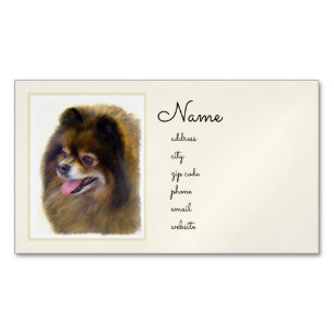 Cartão De Visitas Magnético Pintura original de cão a preto e a bronzeado da P