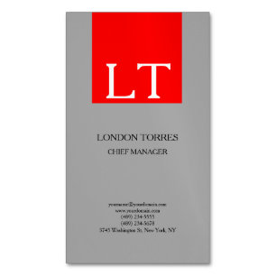 Cartão De Visitas Magnético Placa branca branca, Cinza monográfica atrativa