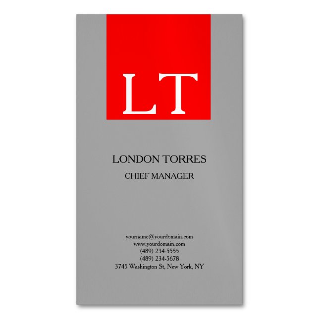 Cartão De Visitas Magnético Placa branca branca, Cinza monográfica atrativa (Frente Vertical)