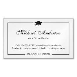 Cartão De Visitas Magnético Placa de nome para graduação em preto e branco e s