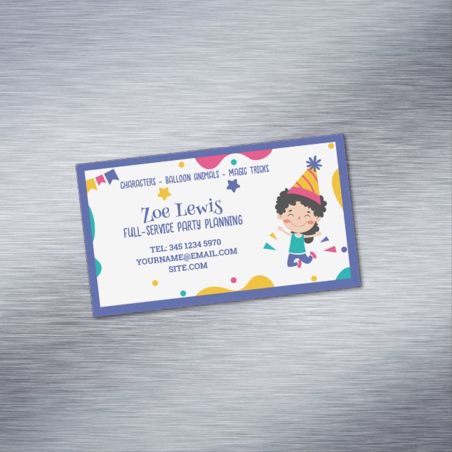 Cartão De Visitas Magnético Planejador de Partido para Crianças (Posição Original)